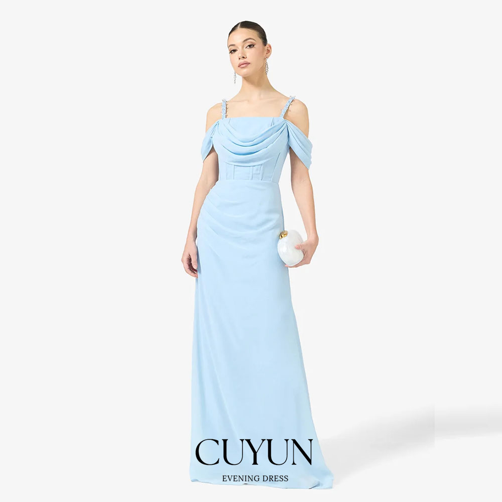 Women'S Formal Dinner Wear - Gaun Malam Formal Biru Langit Kustom