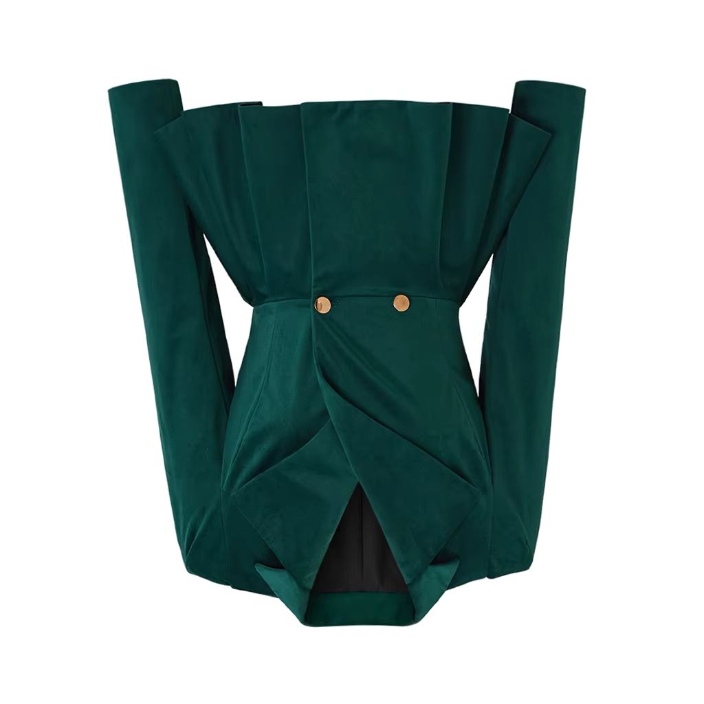 Women'S Gothic Formal Wear - Jaket Beludru Hijau Vintage Gothic Wanita,
