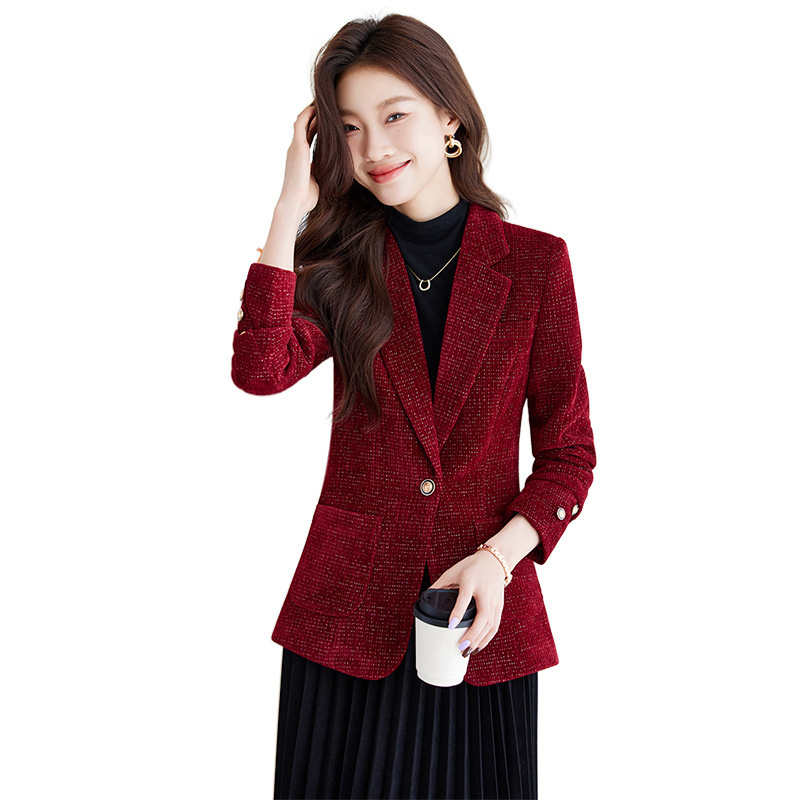 Women Formal Wear With Black Blazer - Jas Blazer Wanita Hitam Merah Khaki
