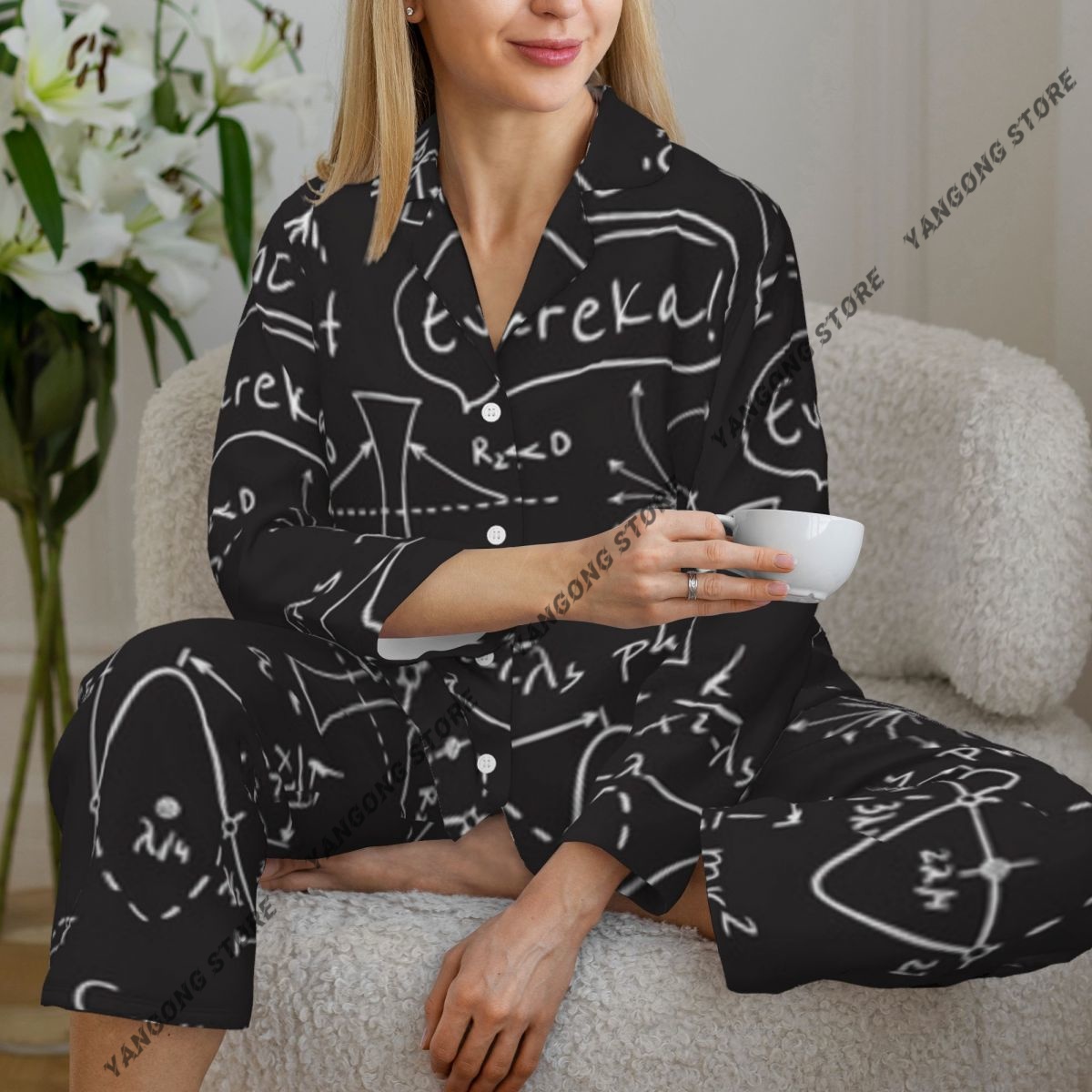 Pakaian Tidur Wanita Piyama Sa - Monochrome Suit Set ulasan dan harga