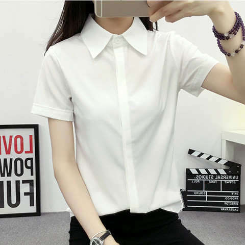 Kemeja Putih Lengan Pendek Lon - Large Women'S Formal Wear ulasan dan harga