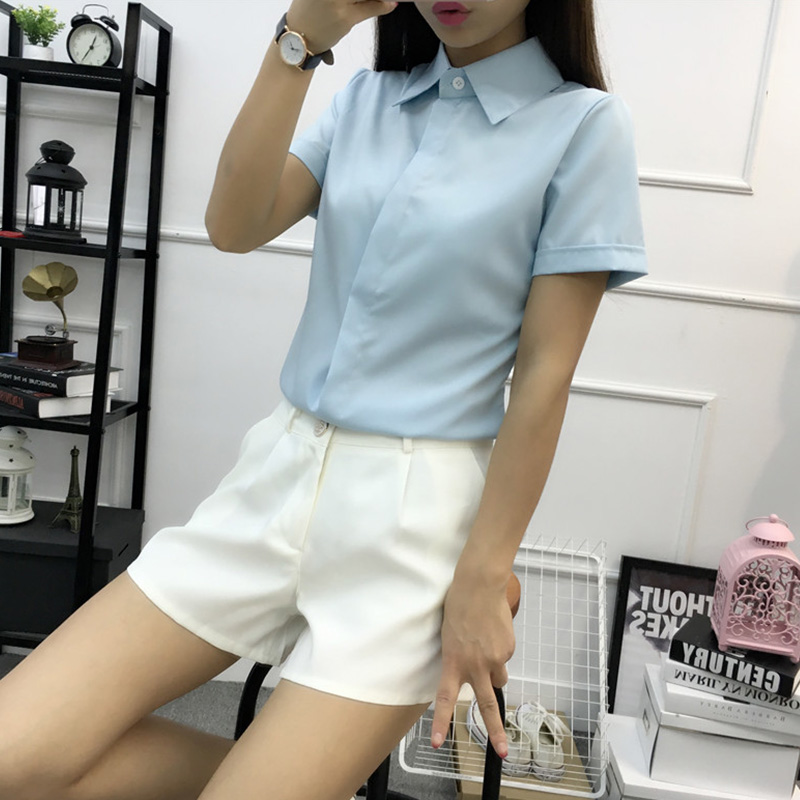 Kemeja Putih Lengan Pendek Lon - Large Women'S Formal Wear ulasan dan harga