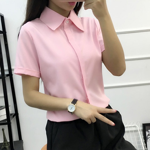 Kemeja Putih Lengan Pendek Lon - Large Women'S Formal Wear ulasan dan harga