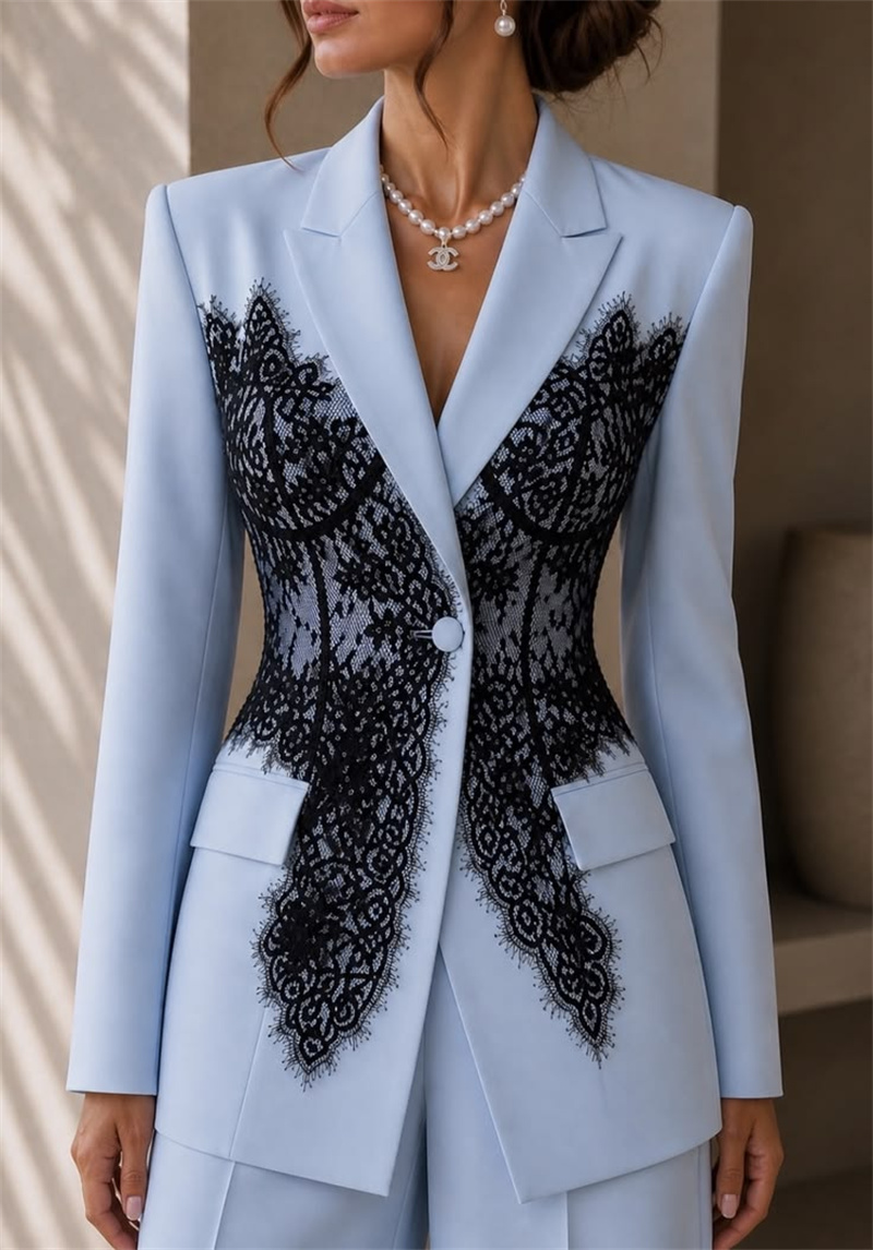 Setelan Wanita Biru Modis 2 Po - Women Formal Wear Coat ulasan dan harga
