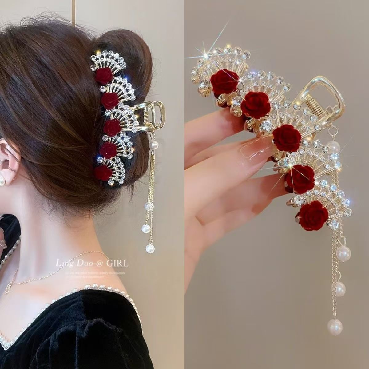 Jepit Rambut Vintage Merah Ber - Women Formal Event Wear ulasan dan harga