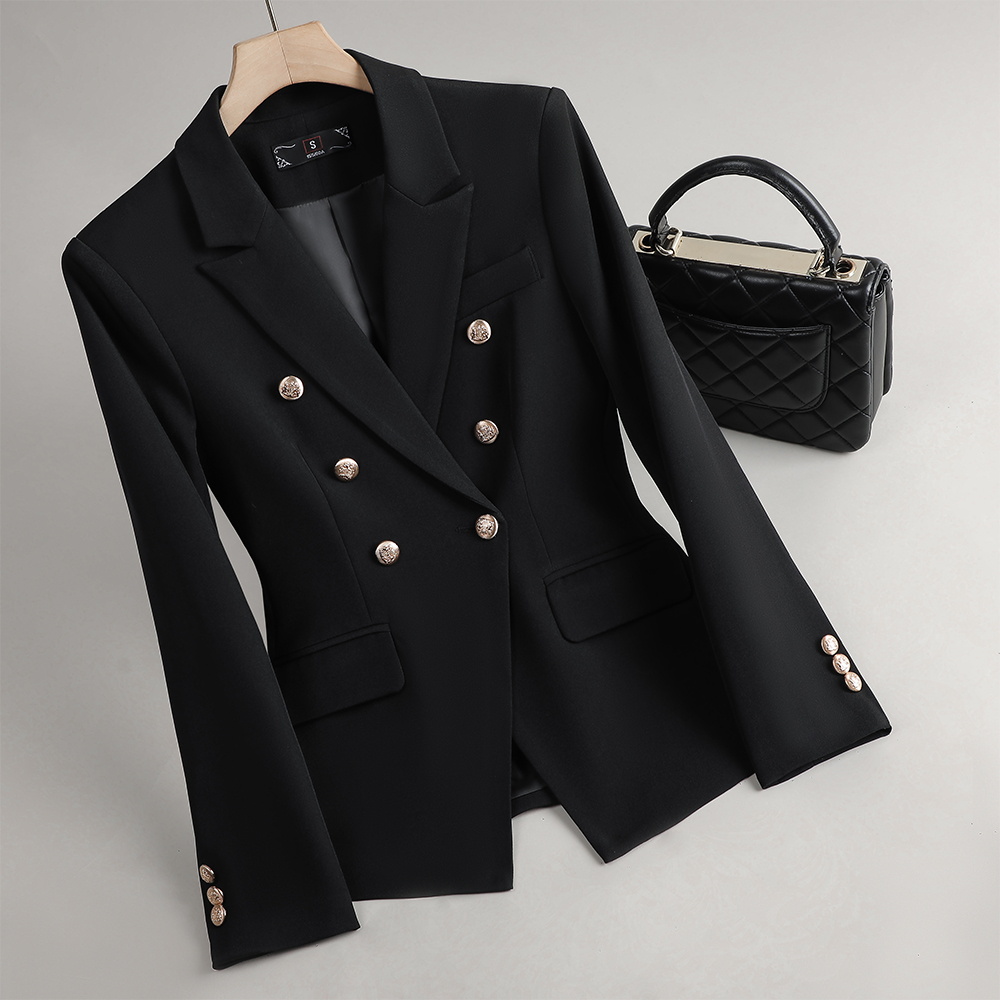Blazer wanita, jaket mantel bi - Women Formal Wear With Black Blazer ulasan dan harga