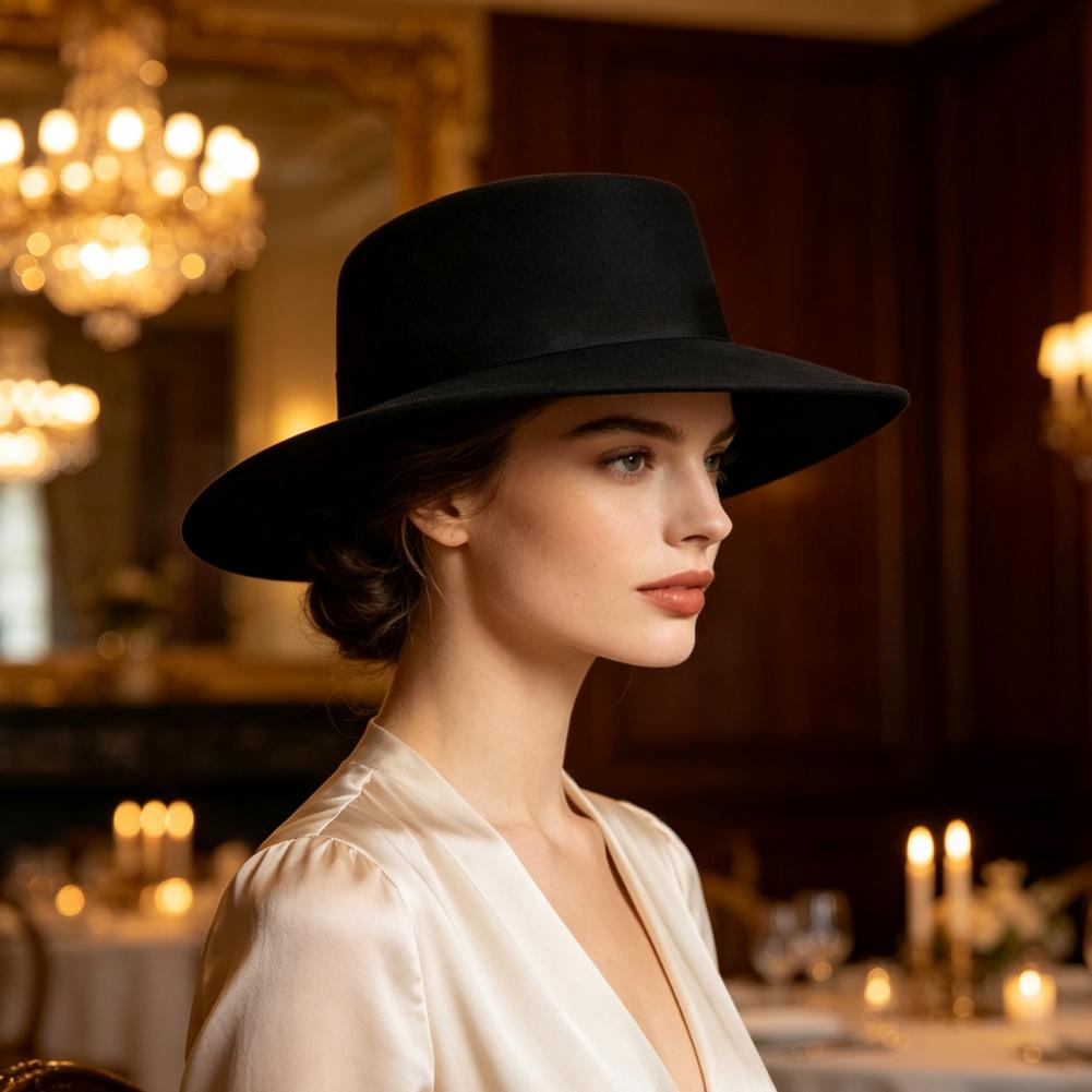 Topi Fedora Flat Top, Topi Der - Women Formal Event Wear ulasan dan harga